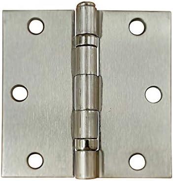 Hinge Outlet 3.5 Inch with Square Corners Ball Bearing Door Hinges, Heavy-Duty Steel, Removable Pin (Satin Nickel, 1 Pack)