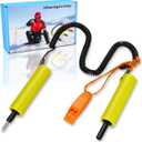 Huntury Retractable Ice Safety Picks- 11.5FT Extra Long Lanyard, Safety Whistle & Protective Covers, Durable Emergency Self-Rescue Spikes for Ice Fishing, Skating, Ice Walking & Winter Ice Activities