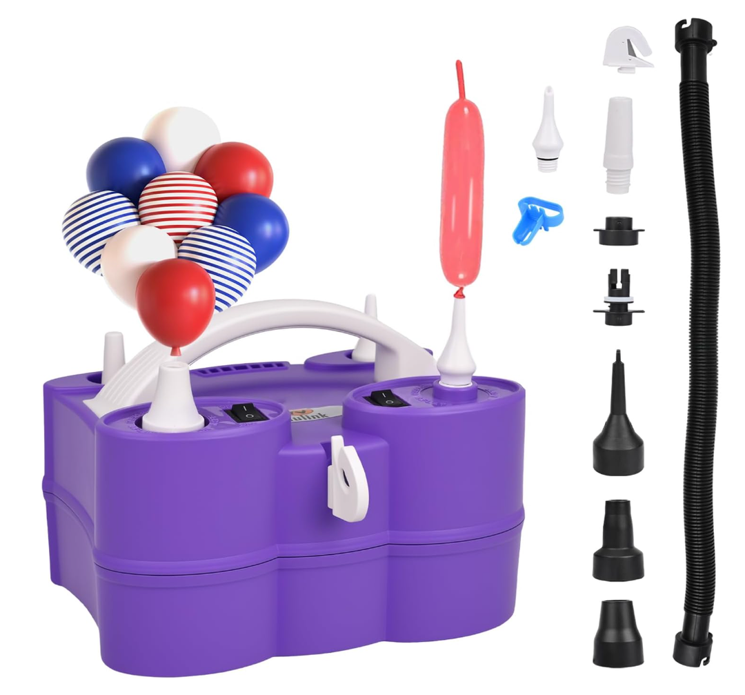 Nulink Electric Balloon Pump, Portable Electric Balloon Blower Machine Balloon Air Pump Dual Nozzle 110V 600W Balloon Inflator for Party Decorations