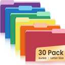 SUNEE File Folders, 30 Pack Manilla Folders 8.5 x 11, Colored File Folders Home Office School Supplies for Documents Files Paper, 6 Assorted Colors