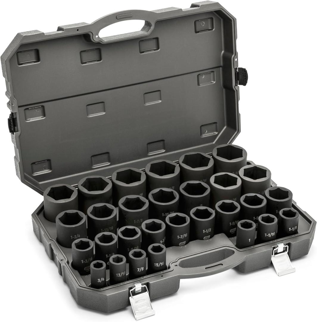 GEARWRENCH 29 Piece 3/ 4" Drive 6 Point Deep SAE Impact Socket Set | 3/ 4" to 2-1/ 2" | 84037