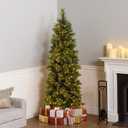 National Tree Company 6.5ft Pre-Lit Carolina Pine Slim Christmas Tree | 350 Clear Lights, 516 Tips, Includes Stand, Artificial, Green