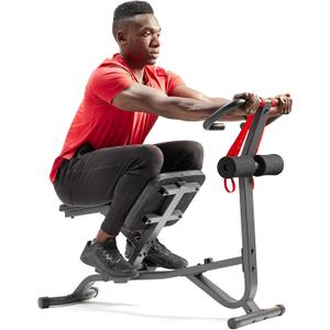 Sunny Health & Fitness Full Body Stretch Machine, Versatile Padded Trainer Back Stretcher, Stretching Equipment with Pivoting Seat, Self-Leveling Pedals, and Multi-Use Handlebar - SF-BH621002