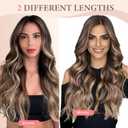 Fliace Clip in Long Wavy Synthetic Hair Extensions 20 Inch Light Brown with Blonde Highlights 6PCS Thick Hairpieces Fiber Double Weft Hair for Women