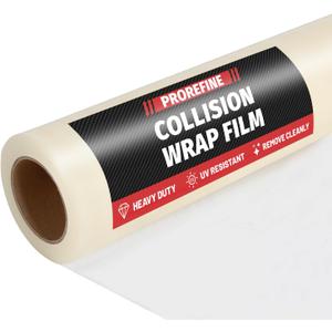Crash Wrap Film 36-inch x 240-foot Roll 1 Pack Clear Plastic Protector, Self-Adhesive Plastic for Auto Collision, Weather, Dust Protection, Broken Windows Windshields (EXP 09/27/36)