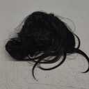 FantaLook Short Black Purple Cosplay Wig with 2 Buns for Halloween Party Costume Small Size