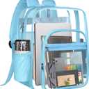 Clear Backpack,Sturdy Shape Heavy Duty Large Clear Backpack,Transparent Casual Backpacks,for Stadium,Work, Travel (Blue)