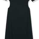 Amazon Essentials Women's Fine Rib V Neck Side Cut-Out Midi Dress (Previously Daily Ritual) (Large, Black)