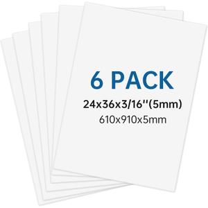 6 Pack White Foam Board 24"x36", 3/16" Foam Poster Board, Thick Foam Core Board for Projects, Large Foam Board for Painting, Displaying and Craft Projects