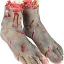 Fake Severed Hands Feet for Halloween Horror Scary Party Props Decoration (1 Pair Fake feet)