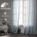 Stone Blue Linen Curtains 90 inch Length 2 Panel Set for Living Room Semi Sheer Curtains Flax Linen Window Drapes Farmhouse Back Tab Rod Pocket Light Filtering Curtains for Bedroom 50x90
