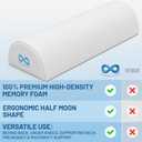 Everlasting Comfort Under Knee Pillow for Back Sleeping - Memory Foam Half Moon Leg Bolster Pillow for Back Pain, Thoracic Support, Standard