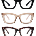 AMOMOMA Trendy Oversized Blue Light Stylish Readers for Women,Retro Square Cute Sturdy Computer Womens Reading Glasses AM6042 +2.50