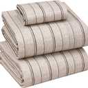 RUVANTI 100% Cotton Twin XL Sheet Sets, 3 Pieces, Soft & Breathable Percale Weave Bedding, Deep Pocket 16", Hotel Standard, Crisp Cool Feel, Durable, Perfect Size Striped Sheets, Brown Stripes