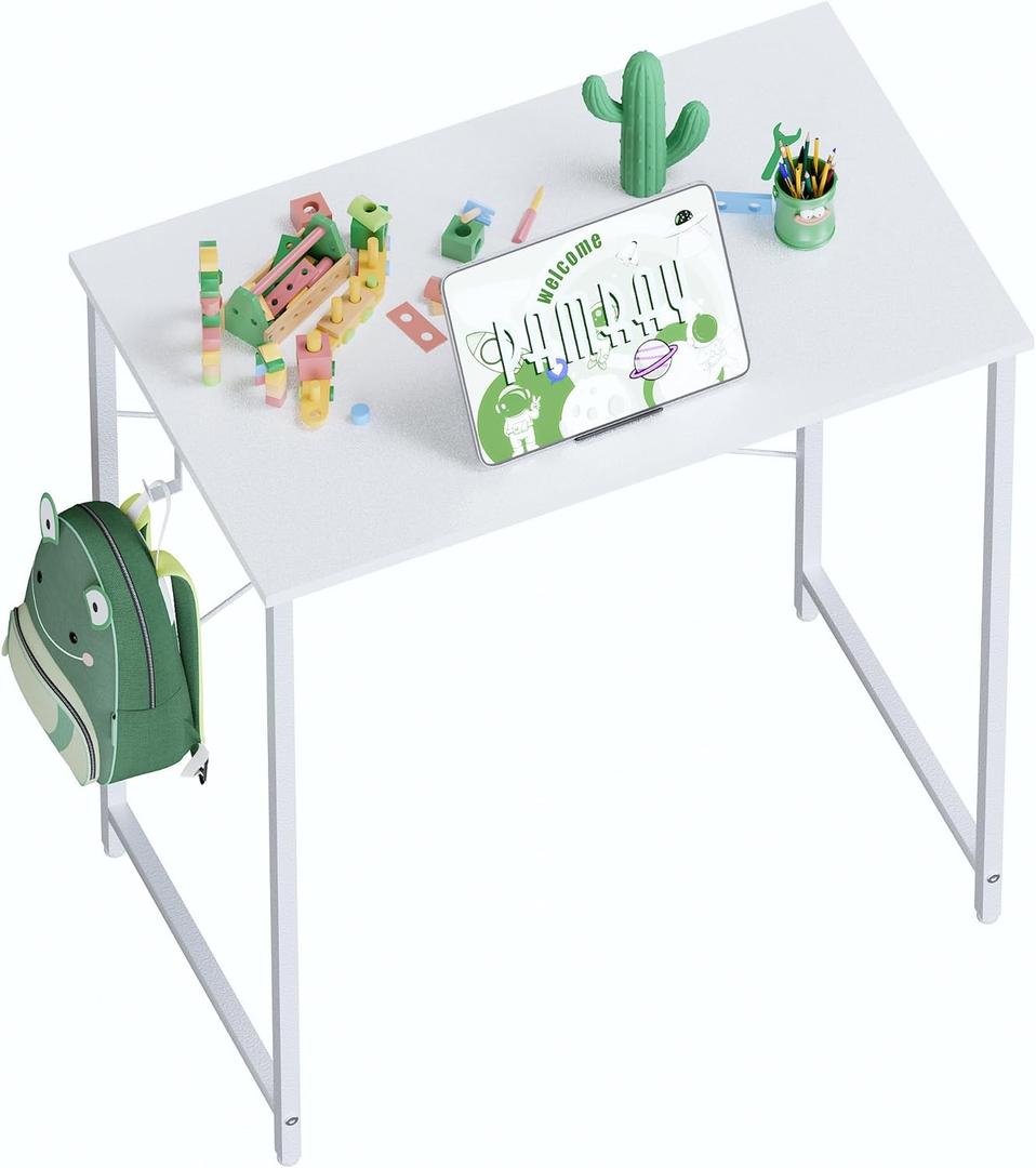 Pamray 23 Inch Computer Desk for Small Spaces, Home Office Work Desk with Headphone Hook, Small Office Desk Study Writing Table (White)