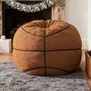 Sports Football Bean Bag Chair No Filler Rugby Basebal Basketball Cover Giant Chairs for Adults Kids Sofa Couch for Living Room, Gaming,Office(Basketball-Brown,D100cm-empty Cover)