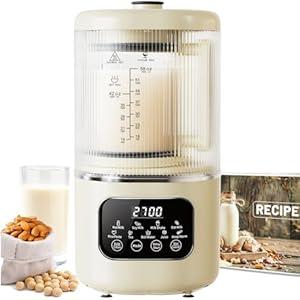 58oz Nut Milk Maker Machine, 10 in 1 Automatic Nut Milk Maker with 20 Blades, LED Display, Soy Milk Maker with 24H Delay Start&12H Keep Warm, Almond Milk Maker for Homemade Oat, Milk Shake, Beige