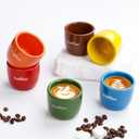 Ceramic Espresso Cup set, One Shot Coffee Cups, Double Walled Tiny Cofffee Mugs Demitasse for Espresso, Porcelain Coffee Mugs Set (6 Color Assortment - 6pc - 2oz)