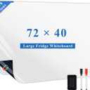 Magnetic Fridge White Board Paper, 72" x 40" Large Dry Erase Board Sheet for Organizer and Planner, Kitchen Refrigerator Whiteboard for Family to-do List, Includes Markers and Eraser