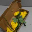 10Pcs Fake Rose Flowers Yellow Artificial Flowers with Long Stems Faux Silk Roses for DIY Wedding Bouquets Welcome Flowers Chair Back Valentines Day Home Party Table Decor (Yellow)