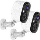 Security Cameras Wireless Outdoor, 2K Indoor WiFi Wireless Cameras, Outside Battery Powered Camera for Home Security, AI Motion Detection, Color Night Vision, Spotlight, Siren Alarm, SD/Cloud Storage, 2 Pack