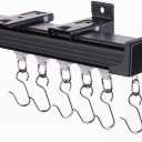 Ceiling Curtain Track 6ft to 9ft, Adjustable Curtain Track Ceiling/Wall Mount, Heavy Duty Aluminum Curtain Track Rods with Roller Hooks - Curtain Rail System for Grommet/Pleated Drape, Black