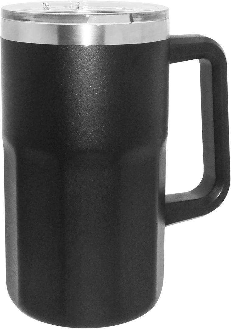 Oggi Insulated Beer Mug with Handle - Ideal Large Beer Stein, Insulated Beverage Glass, Beer Mugs, Beer Glasses, Mugs with Handles, Large Stein, Oktoberfest Mug - 27oz / 0.8lt (Black)