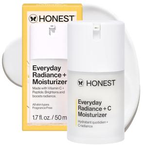Honest Beauty Everyday Radiance Vitamin C Lightweight Moisturizer, Brightens Improves Skin Tone, Gentle for Sensitive Skin, Fragrance-Free, Vegan, 1.7 fl oz