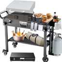 Portable Stand for Blackstone 17 & 22 Inch Griddle - Sturdy Outdoor Grill Table for Ooni Pizza Oven, Ninja Woodfire Grills, Foldable Grill Cart w/Wheels, Gas Tank Mount & Storage Shelf