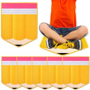 Pencil Carpet Seats 14X17 Inch Yellow Classroom Rugs Non Slip Floor Mats Back to School Pencil Cushions Decor for Preschool Kindergarden Daycare Teacher Party Gift School Learning Playing Areas 12PCS, 16.93*13.78IN