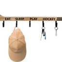 Leinuosen Wood Hockey Stick Wall Mounted Coat Rack with 4 Hooks, Wall Decoration, Wooden Coat Hooks for Hanging Clothes, Towels, Backpacks, Keys