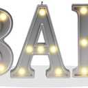 Pooqla Decorative Illuminated BAR Marquee Word Sign (Silver, 3.47" W x 4.21" H x 0.79" D) - LED Sign for Indoor BAR Decor