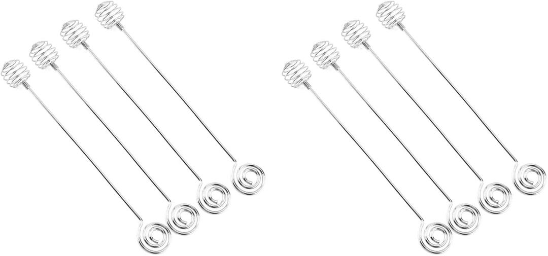 PRETYZOOM 8 Pcs Stainless Steel Honey Dipper Stir Sticks Set for Coffee Tea Bar Honey Spoon Swizzle Stirrers Mini Ladle Cocktail Drink Accessories
