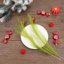 2 x 16pcs Christmas Tree Toppers, 14.96 in Plastic Green Pampas Grass Decor with Red Balls Elf Ornaments Stems Curly Tree Picks for Christmas Home Craft Decoration Supplies