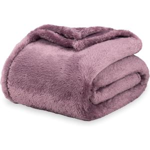 Berkshire Blanket Classic Extra-Fluffy Plush Throw Blanket, Soft Fuzzy Fluffy Long Hair Throw Blanket for Couch Sofa Bed, Plum Smoke, 50x60 Inches
