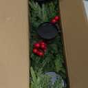 40cm Rustic Christmas Candle Holder 3 Trays with Norfolk Pine Cedar Branches Red Berries for Holiday Dining Table Centerpiece Tabletop Indoor Home Wedding Decorations (Red Berry, 40cm)