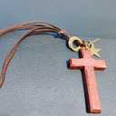 2 x Vintage Wooden Cross Rear View Mirror Accessories, Big Size Cross Car Mirror Charms Safe for Windshields, Cute Car Accessories Hanging Ornament Universal Automotive Interior Decor