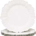 MAONAME Reef White Charger Plates, Plate Chargers for Dinner Plates, Plastic Plate Chargers for Wedding Decor, Thanksgiving, Christmas, Set of 6