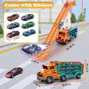 Toddler Car Truck Toys,Car Carrier Truck Toy for Kids Age 3-5 4-8,Foldable Car Track Sets with 2.8-Ft Race Track and 6 Die-Cast Race Cars, Truck Toys Gifts for 3 4 5 6 7 8+ Year Old Boys Girls(orange)