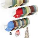 Hat Organizer Racks for Baseball Caps - Metal Hat Storage Holder Shelves for Wall Fit 20 Caps - 3 Pack, White