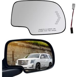Passenger Side Heated Mirror Glass Replacement for 2003-2007 Cadillac Escalade, Side View Convex Mirror with Turn Signal Compatible with Chevrolet Avalanche,Silverado,Suburban,Tahoe, Yukon GMC Sierra Passenger Side Heated Mirror Glass Replacement for 2003-2007 Cadillac Escalade, Side View Convex Mirror with Turn Signal Compatible with Chevrolet Avalanche,Silverado,Suburban,Tahoe, Yukon GMC Sierra