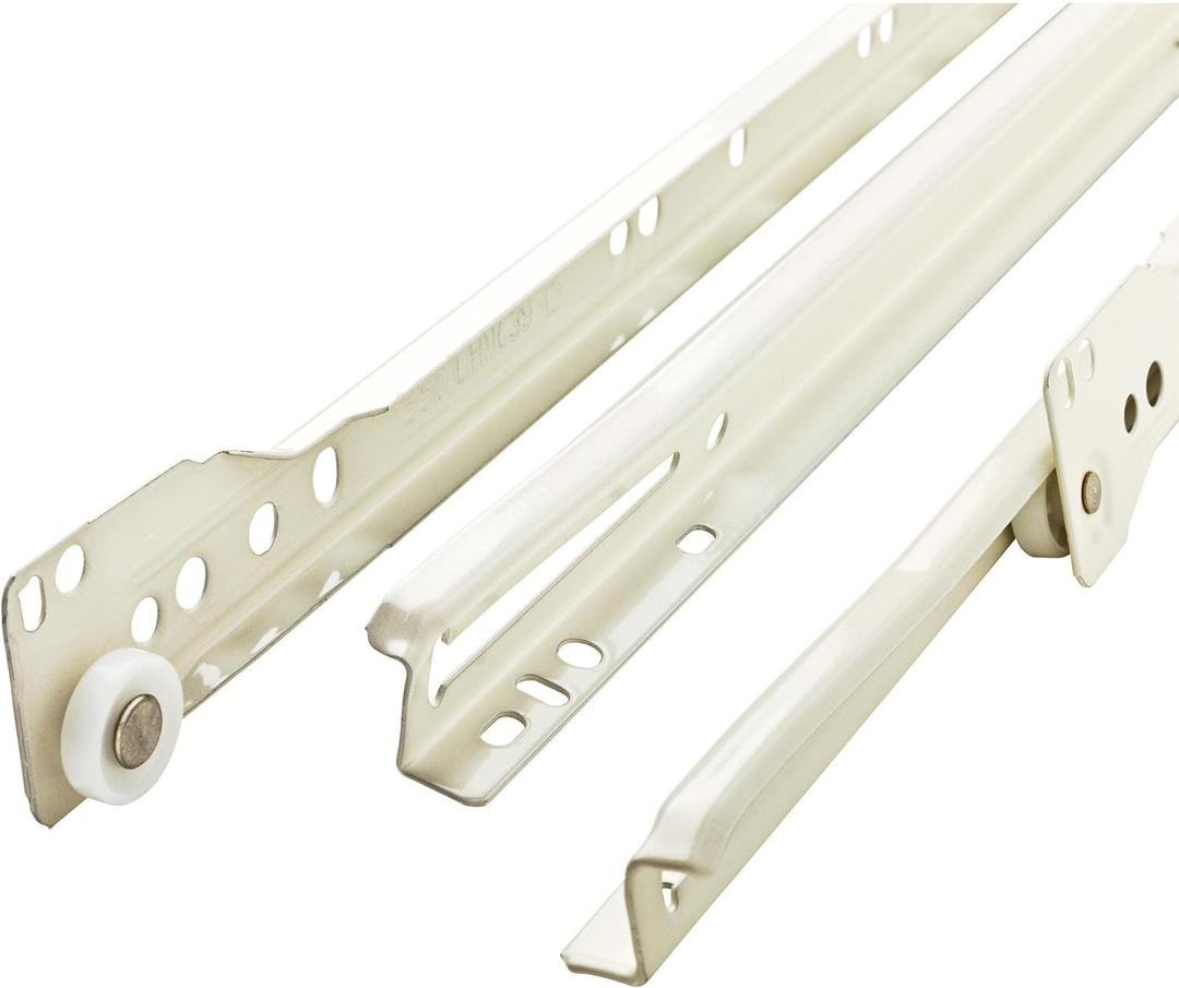 Franklin Brass Self-Closing 18' Drawer Slides Bottom Mount, 5-Pairs (10-Pieces) Cabinet, 50lb Capacity White Kitchen Hardware D68818K-W-B