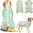 Lukovee Recovery Suit for Dogs, Zipper On Dog Surgery Suit for Female Male Dog, Onesies Bodysuit Prevent Licking Spay Abdominal Wounds Bandages E-Collar Alternative (Green, XL)