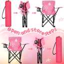 Outdoor Toddler Camping Chair with Umbrella Foldable Beach Chairs with Safety Lock for Kids Waterproof Lawn Kids Folding Chair for Outside Beach Travel(Flower)