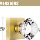 Satin Brass Gold Dummy Door Knob Door Handles, Clear Glass Crystal Inactive Diamond Square Hall and Closet Dummy Door Knobs Interior, 2 Pack