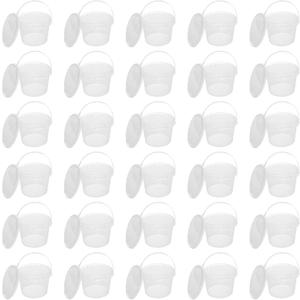 KEILEOHO 30 PCS 10 OZ Clear Plastic Bucket with Lids and Handle, Ice Cream Tub Containers, Round Plastic Pail Container, Freezer Food Storage Containers, Storage Containers for Snacks Food Fruit