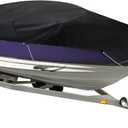 WFLNHB 210D Water Proof Heavy Duty Trailerable Boat Cover Replacement for Jon Boat-Black (14ft length, Beam Width to 70inches)