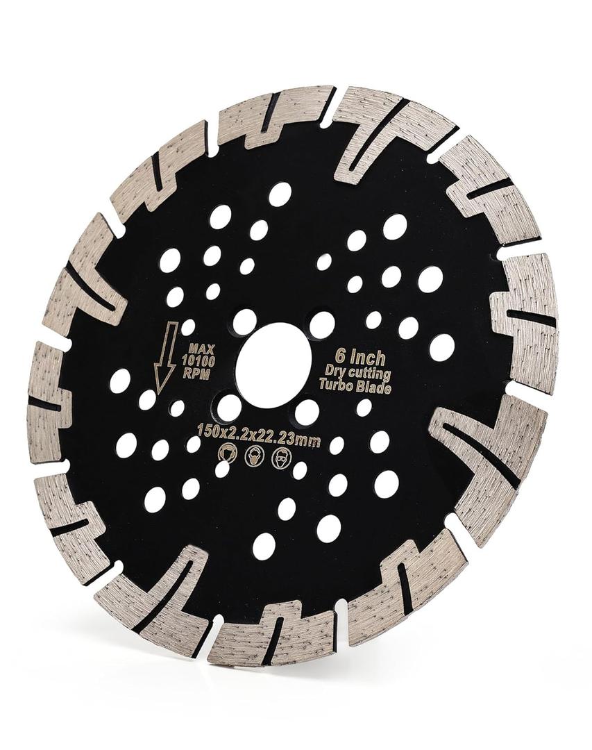 6" Diamond Turbo Saw Blade Granite Blade with Cooling Holes for Stone Concrete Brick Porcelain Tile (6")