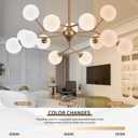 COCOSTAR Reddish Sand Gold Dining Room Chandelier, 15 Lights Mid Century Modern Sputnik Chandelier for Kitchen Island Living Room Bedroom, Ceiling Light Fixture Over Table, G9 Base
