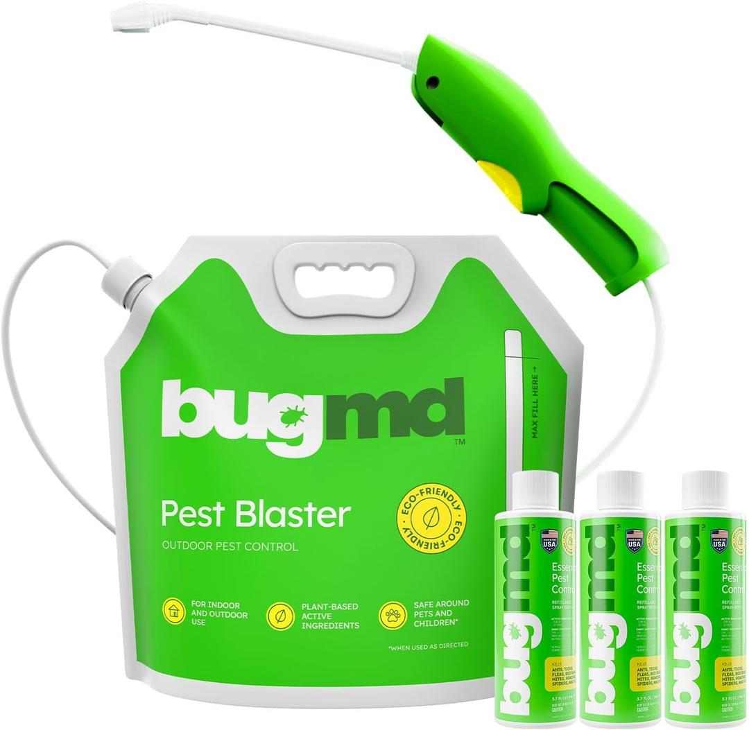BugMD Blaster Kit - 3 Pack Pest Control Essential Oil Concentrates 3.7 oz and 1 Pest Blaster - Plant-Powered Bug Spray for Home, Insect Killer, Ant Killer for House, Flea Spray for Home, Roach Spray